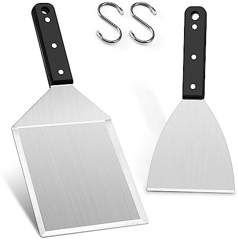 HaWare Grillspachtel Set, Edelstahl Plancha Spachtel 2er Set für Smash Burger, Grillspachtel Grillwender für Gasgrill, Feuerplatte und Teppanyaki, Grill Geschenke für Männer - Spülmaschinenfest