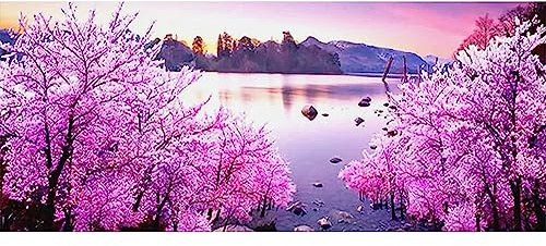 DCIDBEI Peinture Diamant Paysage 110x50 cm Diamond Painting Fleur de Cerisier Japonais Painting Diamant Fleurs Cerisier Broderie Diamant Fleurs de Cerisier Diamond Painting Cerisier Japonais Paysage