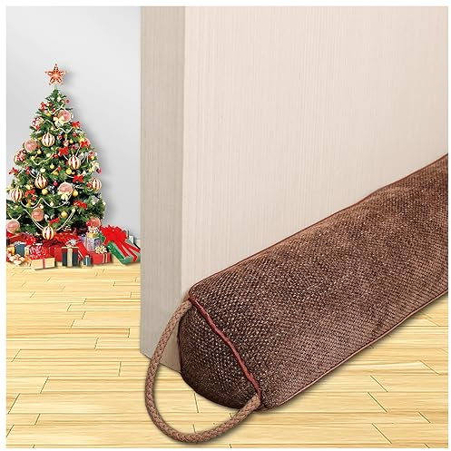 Schwerer Türzugstopper, 82 cm Zugluftstopper für Fenster Dreieck unter der Tür Zugluftstopper Geräuschblocker für Tür unten Luftdichtung Isolierung und Schallschutz, Braun