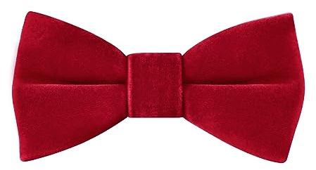 HOULIFE Boys Kids Pre-tied Bowtie Velvet Solid Color Formal Tuxedo Bow Tie for Toddlers Children Youths Dress Up (Red)