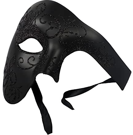 JIAHG Masque Phantôme de Borgne Opéra Drame Demi-visage Masque Antique Halloween Carnaval Masque Steampunk de Déguisement à Paillettes Mystérieux Danse Soirée