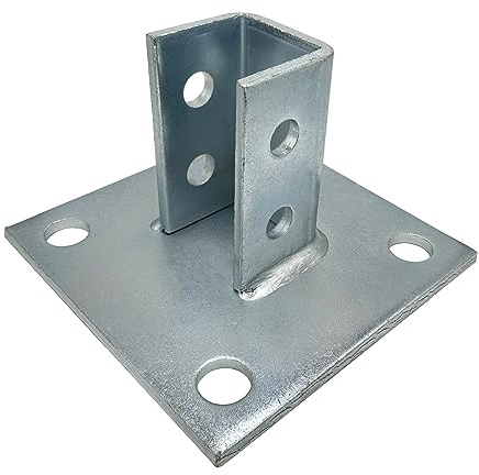 4 Hole Post Base Channel, 6 Square for All 1-5/8 Strut Channel, Side Orientation - Heavy Duty, Electro-Galvanized