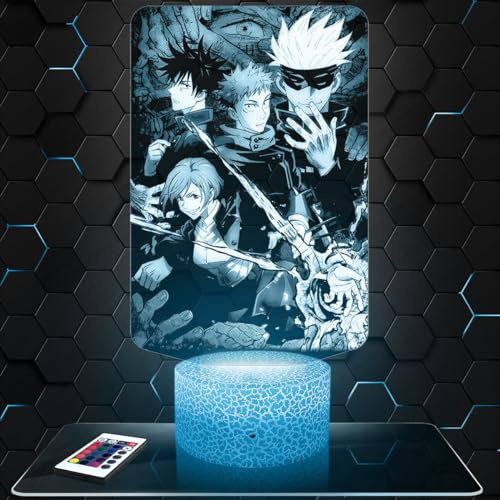 Nachttischlampe - Touch-Nachtlicht Manga - Megumi Yuji Satoru Nobara 3D-LED-Lampe Illusion, Geschenkidee Weihnachten Geburtstag Junge und Mädchen Nachttischlampe Kinder- oder Erwachsenenzimmer TOP