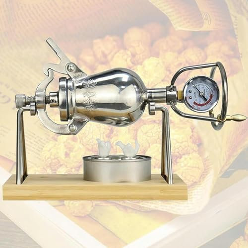 Chinese Vintage Popcorn Machine, Manual Old Stainless Steel Fire Heating High Pressure Popcorn Machine with Stand, for Home Use Popcorn Maker Machine
