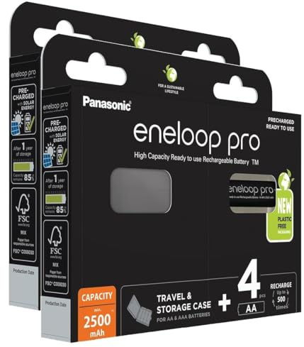 Eneloop Pro 2 x 4 AA 2500 mAh Rechargeable Batteries + Storage Box