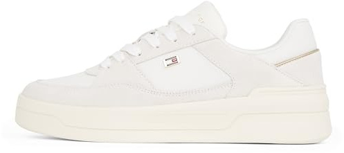 Tommy Hilfiger Damen Court Sneaker Essential Basket Low Top, Weiß (Ecru), 39