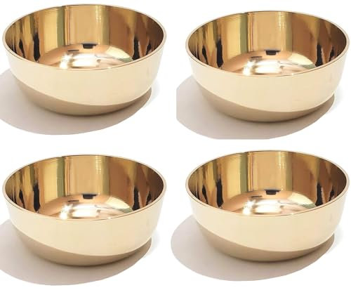 Lot de 4 bols unis en bronze massif Kansa (doré, 150 ml)