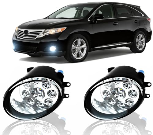 qobsos LED Fog Light For TOYOTA Venza 2009-2015 Replacement Front Bumper Lamp,6000k White,Pack of 2