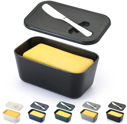 Porta Burro da Frigorifero, ReaNea Burriera Contenitore Portaburro In Plastica Con Coltello Da Burro da tavola, portaburro da frigo