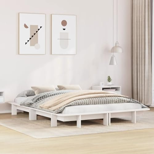 Buzaza Massivholzbett ohne Matratze Weiß 140x200 cm Holz Bett Massivholzbett Bed Frame Bettgestell Bett Holz Kiefernholz - 850660
