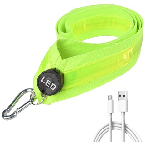 IGRARK Reflektierende LED Lauflicht Joggen mit Reflektoren Gürtel USB Aufladbar Verstellbar Nacht Sicherheitslicht Laufgürtel für Joggen Laufen Running Fahrradfahren Hundewandern Outdoor Sports