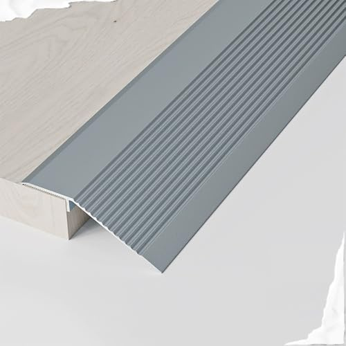 Robustes Übergangsprofil Alu Türschwellenrampen Höhenausgleich 8-30mm, Rutschfester Böden Übergangsleiste Abschluss Anpassungsprofil für Fliesen Laminatböden Schweller(Iron Grey,90CM/35.4IN)