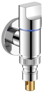 Rubinetto per lavatrice, 1/2 Valvola ad Angolo per Lavatrice, Rubinetto d'Arresto in Ottone ad Apertura Rapida, rubinetto automatico, adatto per Lavatrici, collegamento del tubo (Argento)