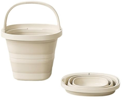 2 cubos plegables de 10 l/2.6 galones, cubeta de limpieza plegable portátil, pequeños suministros de agua de plástico para jardín al aire última intervensión, camping, pesca, lavado de coches, ahorro
