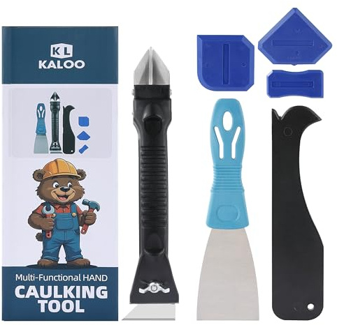 Silicone Caulk Remover Tool Kit, Grout Caulk Removal Tool, Putty Knife Scraper, 3 Glass Glue Corner Scrapers, Great for Kitchen Sinks, Bathroom and Window Frame