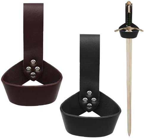 YITOBA Schwerthalter aus Leder, Ringform, Retro-Stil, Mittelaltergürtel, Zubehör für Dolchhalter, 2 Farben