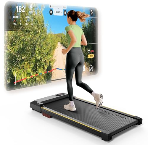 UREVO Smart Walking Pad, kompaktes Schreibtisch-Laufband mit App | 8-Punkt-Stoßdämpfung, UREVO Smart Coach mit Wettkampfmodus, per App oder Fernbedienung steuerbar – für Zuhause & Büro