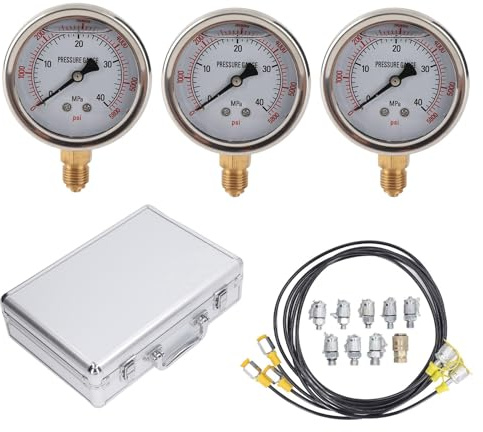 Kit Hidráulico de Medición de Presión, Manómetro Digital Preciso 25 40 60MPa para Excavadora - Juego Completo con 8 Acoples Intercambiables, Portátil y Durable