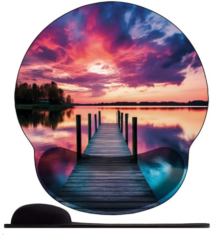 3D Tapis de Souris Ergonomique Gamer avec Repose Poignet, Confort avec Repose- Gaming Mouse Pad pour Bureau et Maison，Jetée en Bois de Caixia