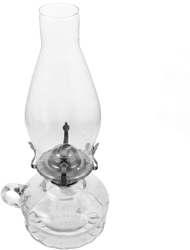 UTHCLO Lámpara de Queroseno Retro de Vidrio y Metal, Lampara de Aceite Antigua Decorativa para Sala de Estar y Hogar, Adorno Vintage