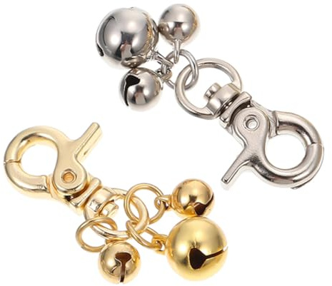 Artibetter 2 Pezzi Campanelli per Collari Cani e Gatti Accessori Pet con Suono Chiaro e Distintivo Facili da Fissare e Regolabili con Anelli Multipli per Addestramento e Localizzazione
