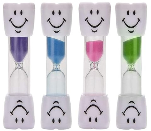 Alinw 4 Pcs 2 Minute Timer for Teeth, Toothbrush Timer, 2 Minute Hourglass for Dental Hygiene, Kids Habit Education Tool (Pink & Yellow & Purple & Blue）