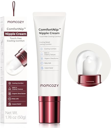 Momcozy ComfortNip Crema Capezzoli Allattamento, Crema Lenitiva Senza Lanolina con Applicatore in Ceramica, 50 g