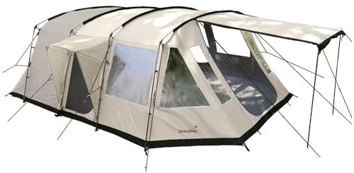 Skandika Tunnelzelt Nordland für 4 Personen | Zelt mit eingenähtem Zeltboden, wasserdicht, 5000 mm Wassersäule, 2 m Stehöhe, Moskitonetze, teilbare Schlafkabine | Campingzelt, Familienzelt