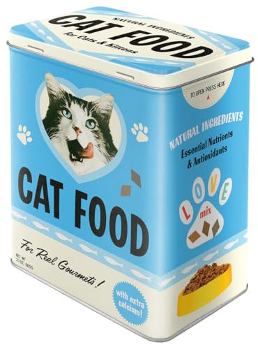 Nostalgic-Art Contenitori di Latta retrò L Cat Food Mix – Idea Regalo per Proprietari di Gatti, Grande Scatola per Cibo Secco, Design Vintage, 3 l