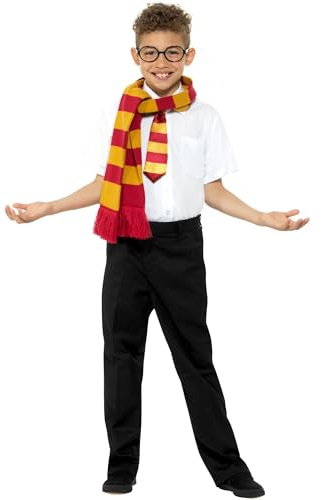 Smiffys Schuljunge-Kit, Schwarz & Rot, mit Schal, Krawatte und Brille Halloween und Karneval