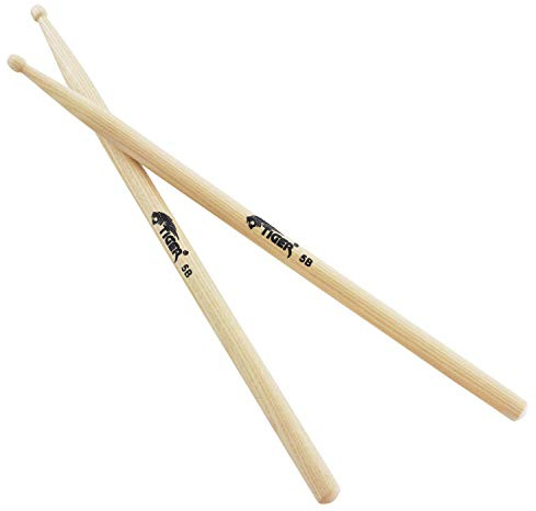 TIGER TDA77-5B 5B Hickory Wood Tip Drumsticks - One Pair