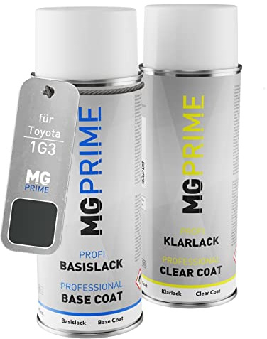 MG PRIME Billack Spray can set för Toyota 1G3 Magnetic Grey Metallic/Graphite Metallic Base coat klarlack spray can 400ml