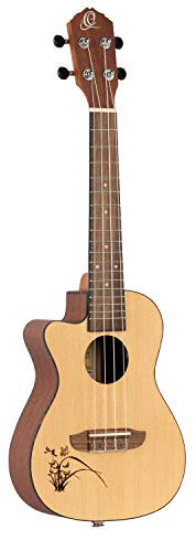 Ortega Guitars Konzert Ukulele Linkshänder – Elektro-Akustisch – Bonfire Series – Fichte, Sapele, Natur (RU5CE-L)