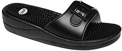 Scholl Ny massage, Sandali Donna, Nero, 37 EU