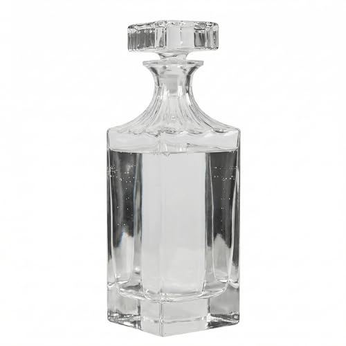 900ml Glass Decanter Carafe with Weighted Stopper Glass Jug (Flat Stopper) | Gin, Vodka, Tequila, Spririts, Home Bar Glassware