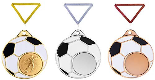 Henecka ⚽ Medaille Fussball, Medaillen mit wählbarem Sport-Emblem & Wunschgravur, inklusive Halsband, wählbar in Gold, Silber, Bronze (Gold)