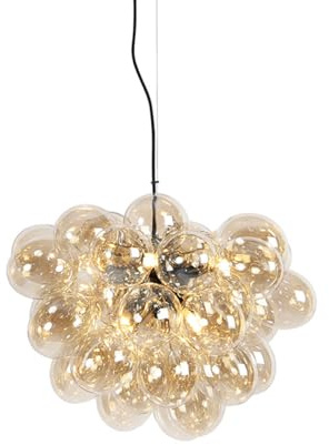 Qazqa Art Deco Pendelleuchte, Pendellampe - Uvas - Gold, 8-flammig, 50cm,