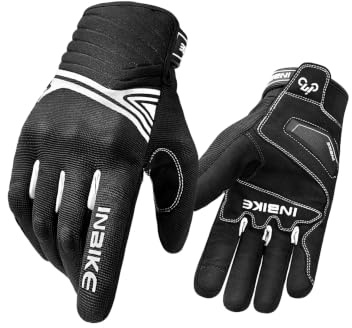 INBIKE Motorradhandschuhe Herren Damen Winter Warm Wasserdicht Winddicht mit Harter Schutz Motocross Motorrad Handschuhe Männer Schwarz/Weiß L IM902W