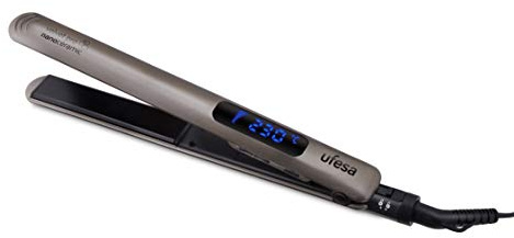 Ufesa PP5500 Velvet Pro Plancha para el Pelo, Gris, recubierta de nanocerámica profesional, para un alisado profesional, Doble función: liso y rizado, Gris