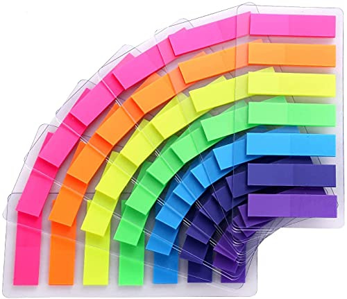 980 Pcs Colored Sticky Notes Flags 7 Color Index Tabs Index Flag Bright Colors Fluorescent Sticky Page Markers Page Makers, Mini File Tabs Flags Colored Writable Arrow Index Tabs for Bookmarks