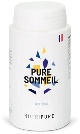 Nutripure | Pure Sommeil 1,9mg | Complément alimentaire pour l’endormissement | Evite les insomnies | Mélatonine, plantes naturelles, Extrait de mélisse bio & valériane | Vegan | 60 gélules | France