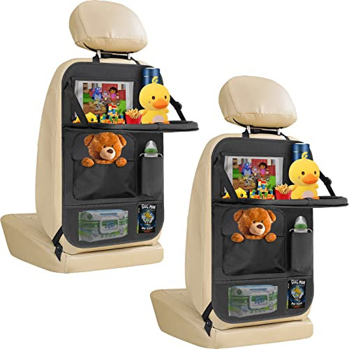 ERWEY Auto Rückenlehnenschutz 2 PCS Autositz Organizer Rücksitz Organizer mit Tablet/Telefon Aufbewahrung Wasserdicht Multifunktionale Auto Aufbewahrungstasche mit vielen Sack, Schwarz