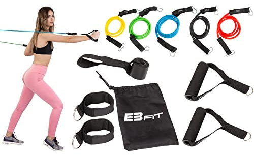 Enero EB FIT 5er Set Gummibänder Widerstand Gummi Set für Fitness Crossfit Kraft Gymnastik Rehabilitation Home Gym Resistance Workout Widerstand von 4,5 bis 22,5kg