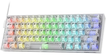 Redragon K617 60% kabelgebundene RGB-Gaming-Tastatur, 61 Tasten vollständig transparente mechanische Tastatur, Pro-Software unterstützt, durchscheinender benutzerdefinierter Schalter