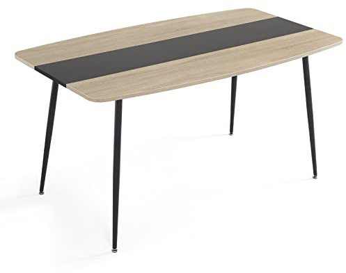 Mondeer Esstisch für 4-6 Personen,Küchentisch mit Stabil Metallgestell, Esszimmertisch im Industrial Design, für Esszimmer, Küche, Wohnzimmer, 150 x 85 cm, Eiche und Schwarz