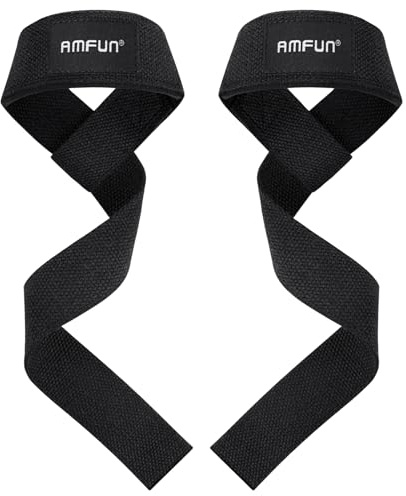 AMFUN Zughilfen für Krafttraining und Bodybuilding, Zughilfen Krafttraining Lifting Straps (Gepolstert), Kreuzheben Gurte, Profi Lifting Straps für Fitness, Powerlifting für Frauen und Männer
