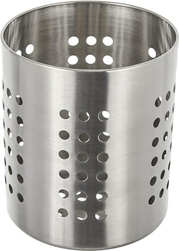 GENUEN® Stainless steel kitchen utensil holder,cutlery drainer basket, caddy stand drainer rack pot with holes 12 x13 cm