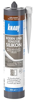 Knauf Boden & Fenster Silikon – neutralvernetzendes Spezial-Silicon, ideal auch für Versiegelungen im Glas- und Fenster-Bau, 300-ml, Eiche Dunkel