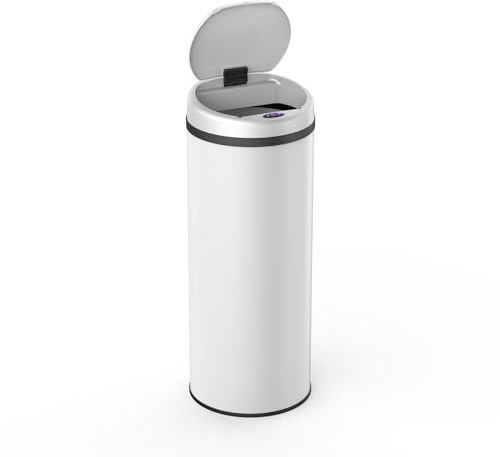 FLINQ Poubelle Automatique 50L Peak - Blanc | Poubelle cuisine électrique avec couvercle