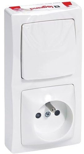 Interrupteur avec 2P+T montage vertical complet Appareillage saillie - blanc